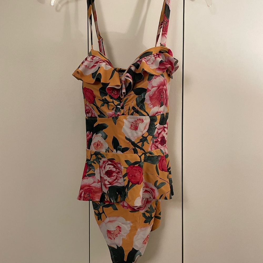 Torrid Floral Swimsuit with Ruffle Detail